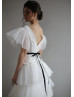 V Neck Ivory Tulle Layered Fabulous Wedding Dress